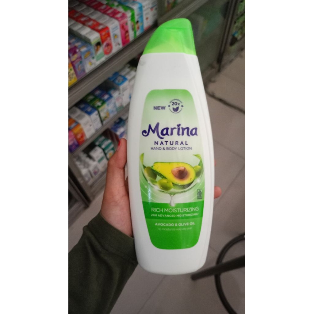 Marina Natural Hand and Body Lotion Rich Moisturizing Advocado dan Oil Olive 475ml ( Besar )