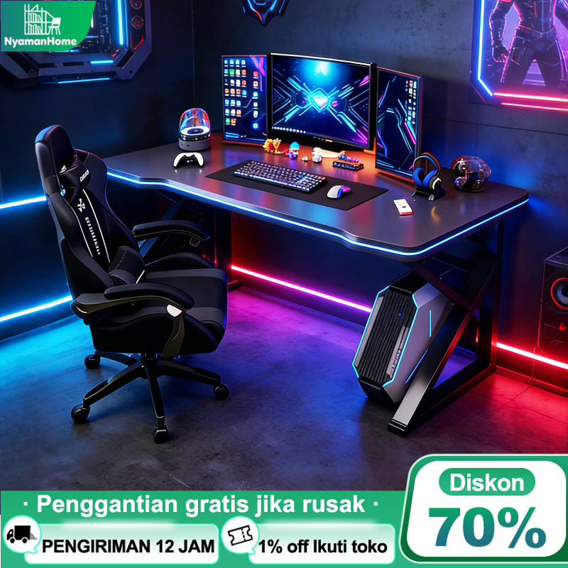 NH Meja Gaming Besar Stabil Meja Kantor Rumah Meja Komputer Ergonomis dengan Desain Modern untuk Set