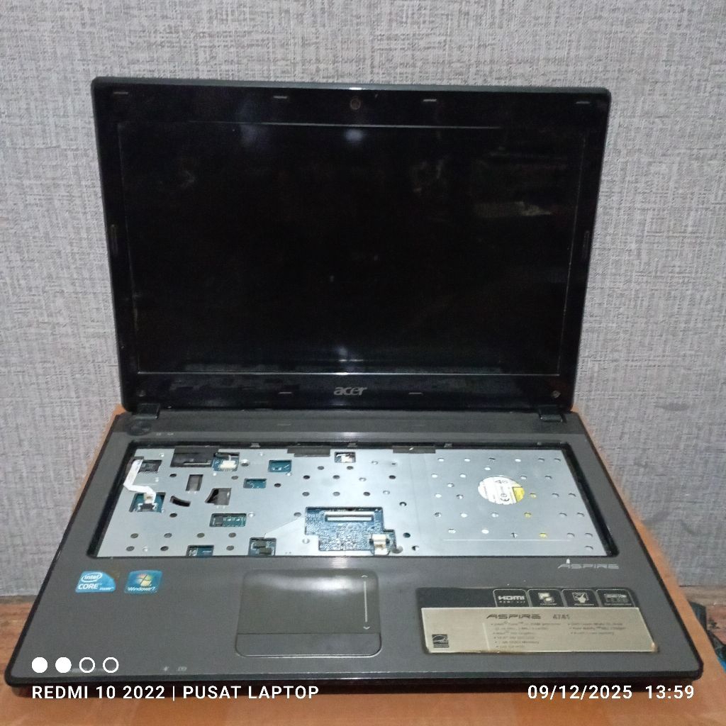 Laptop Acer Aspire 4741series Intel Core i3 Lcd14in mesin mati Casing mulus gak ada carger