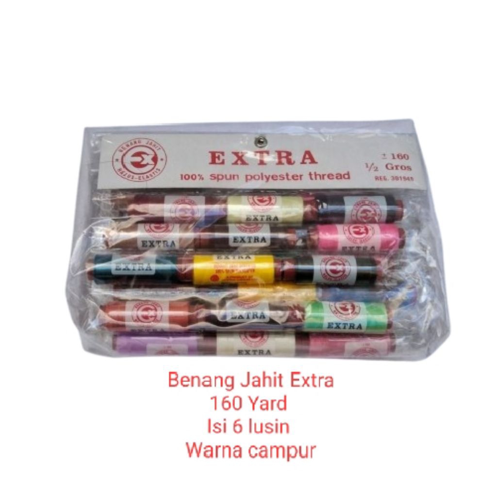 [ISI 6 LUSIN CAMPUR WARNA] Benang Jahit Extra 160 Yard Isi 6 Lusin Campur Warna