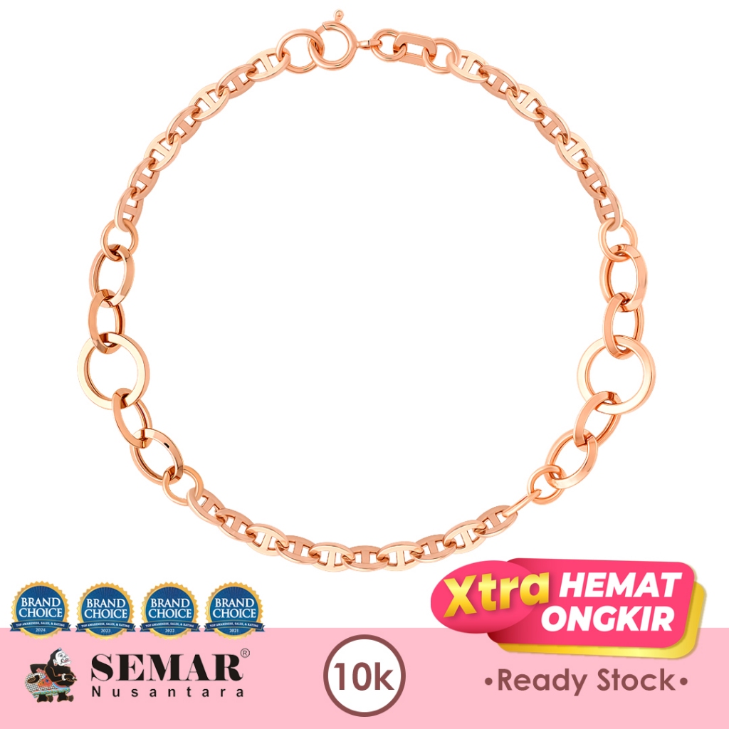Gelang Emas Neo Fancy Chain Bracelet Rose Gold 17K Semar Nusantara