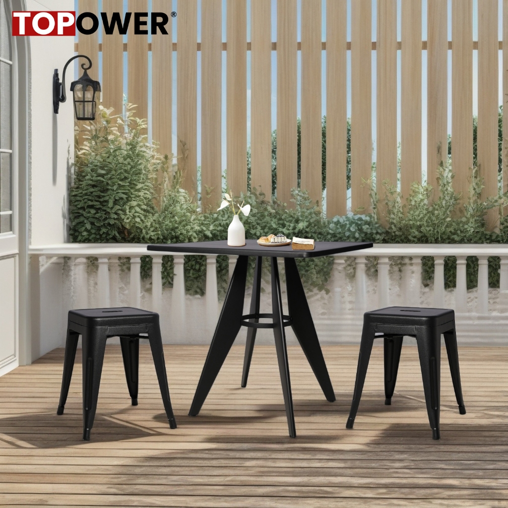[set 1 Meja +2 Kursi] Hitam Kursi Taman Anti meja,Full besi, Outdoor ,dapur, luar ruangan,teras