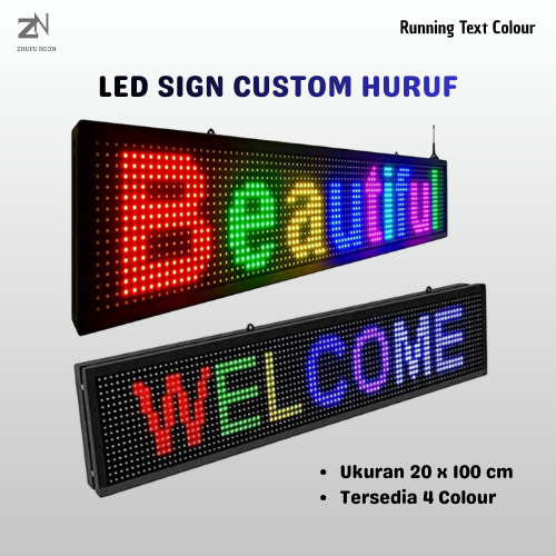 LED RUNNING TEXT 100x20 CM -  LED SIGN CUSTOM HURUF  - RUNNING TEXT RGB