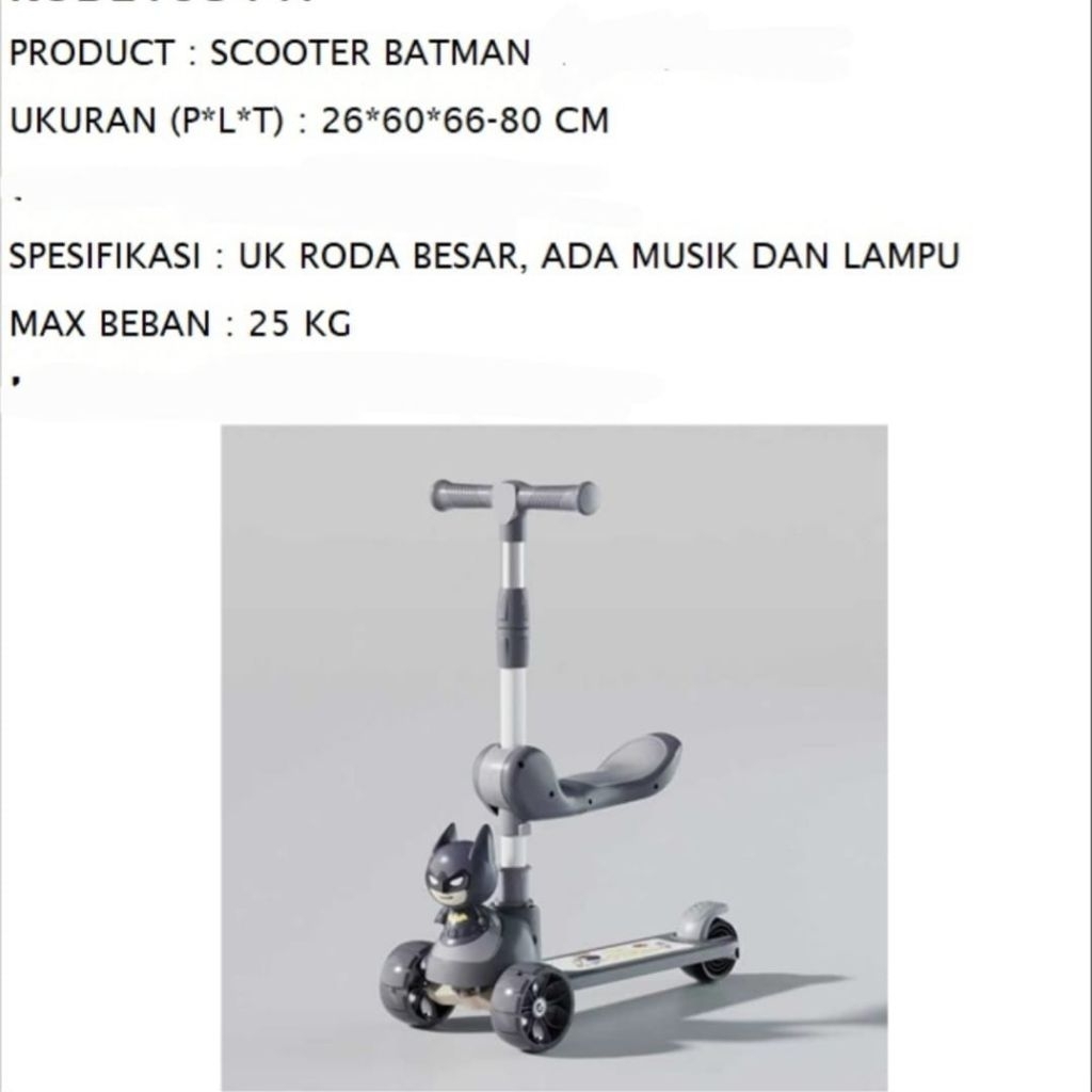 Scooter Exotoc Anak Roda 3 Ada Dudukan + Lampu dan Music Scooter Otoped Anak