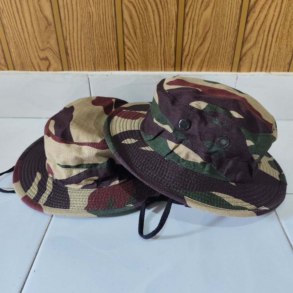 TOPI RIMBA LORENG KOPASSUS LINGKAR TOPI FULL KAWAT BAHAN RIPSTOP HIKING OUTDOOR
