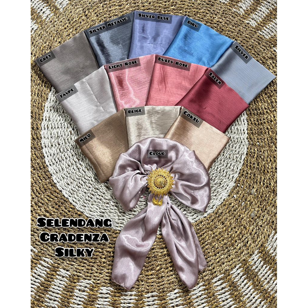 Selendang Satin Silk Metalik Credenza 9122025