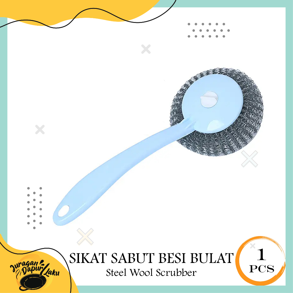 Sikat Sabut Besi Bulat Gagang Panjang