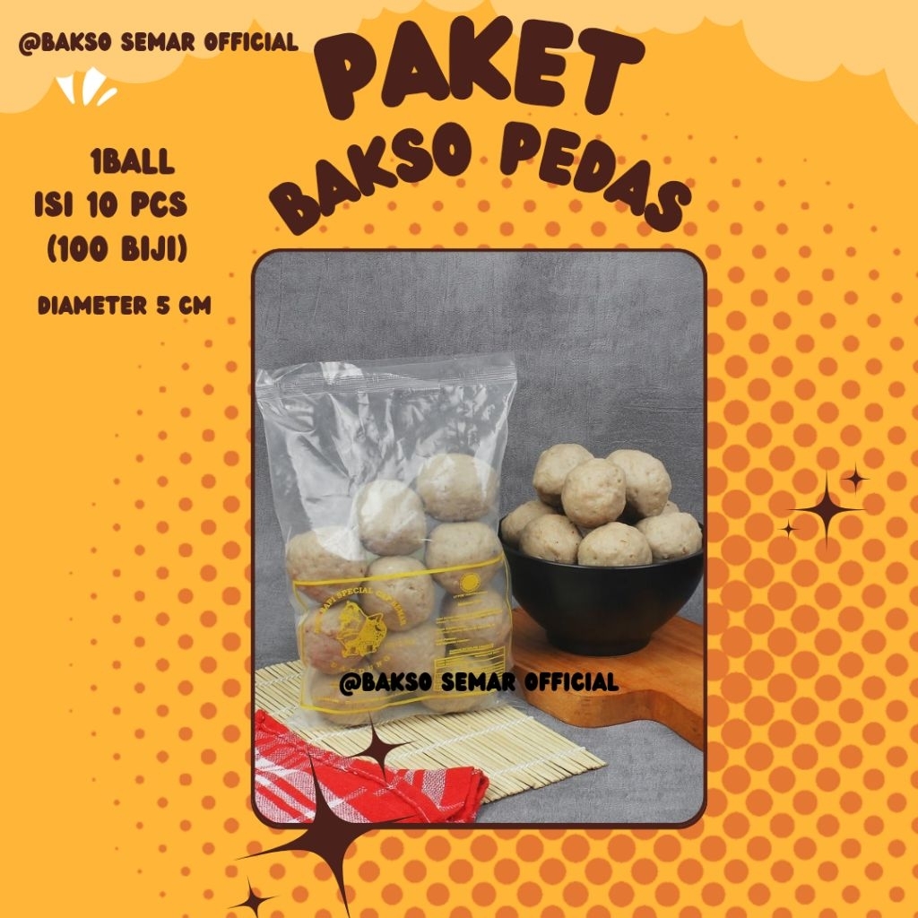 Bakso Semar Paket 1 Ball Bakso Pedas isi 100 Biji Paket Jualan