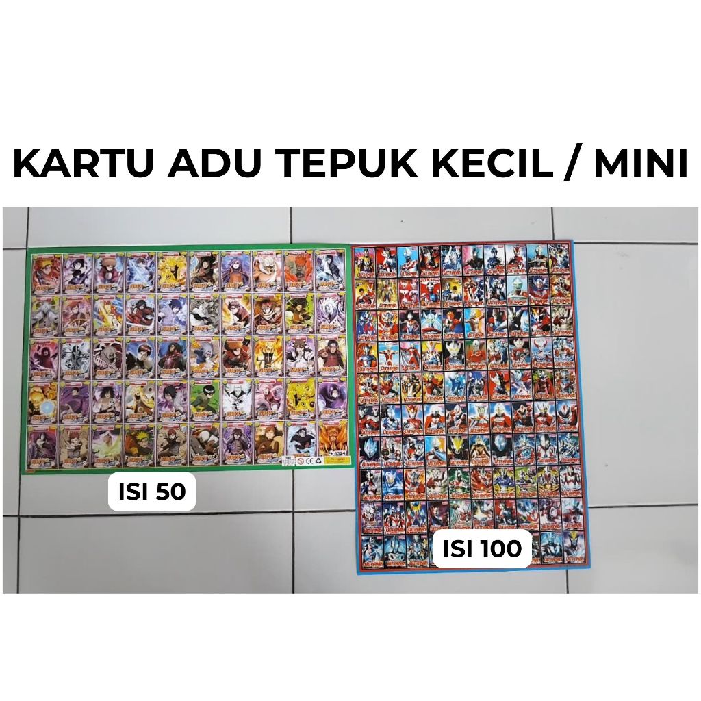 [Paket 5 10 Lembar] Poster Mainan Kecil ISI 100 | Kartu Adu Gepok | Gambar Tepuk | Uk 3.5 x 5 cm