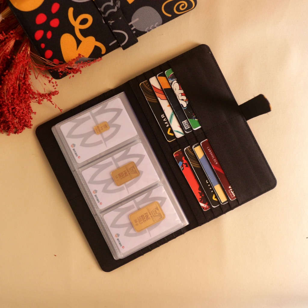 Dompet Emas Mini Card Holder Koleksi LM Card Wallet Uang & Atm