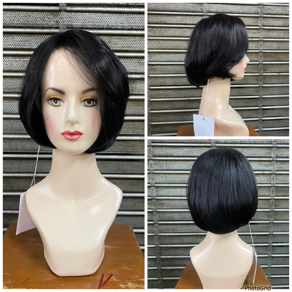 wig rambut palsu wanita model Bob sasak natural EMMA