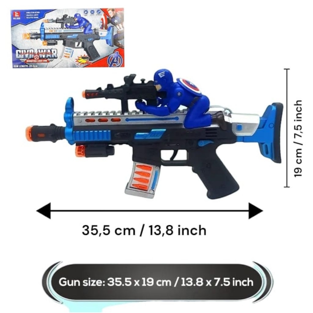 1237 Mainan Pistol / Mainan Pistol Berbunyi Dan Berdorong / Mainan Pistol Berbunyi dan Bercahaya Ana