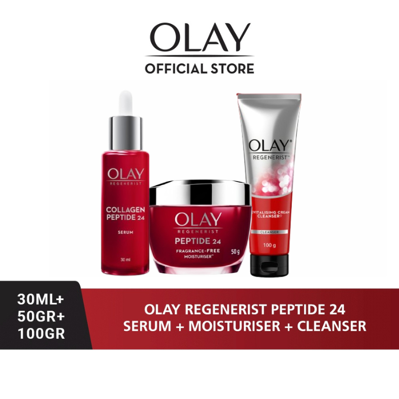 [Lebih Hemat] Olay Ritual Krim Pelembab & Serum Wajah Collagen Peptide 24 + Regenerist Sabun Cuci Mu