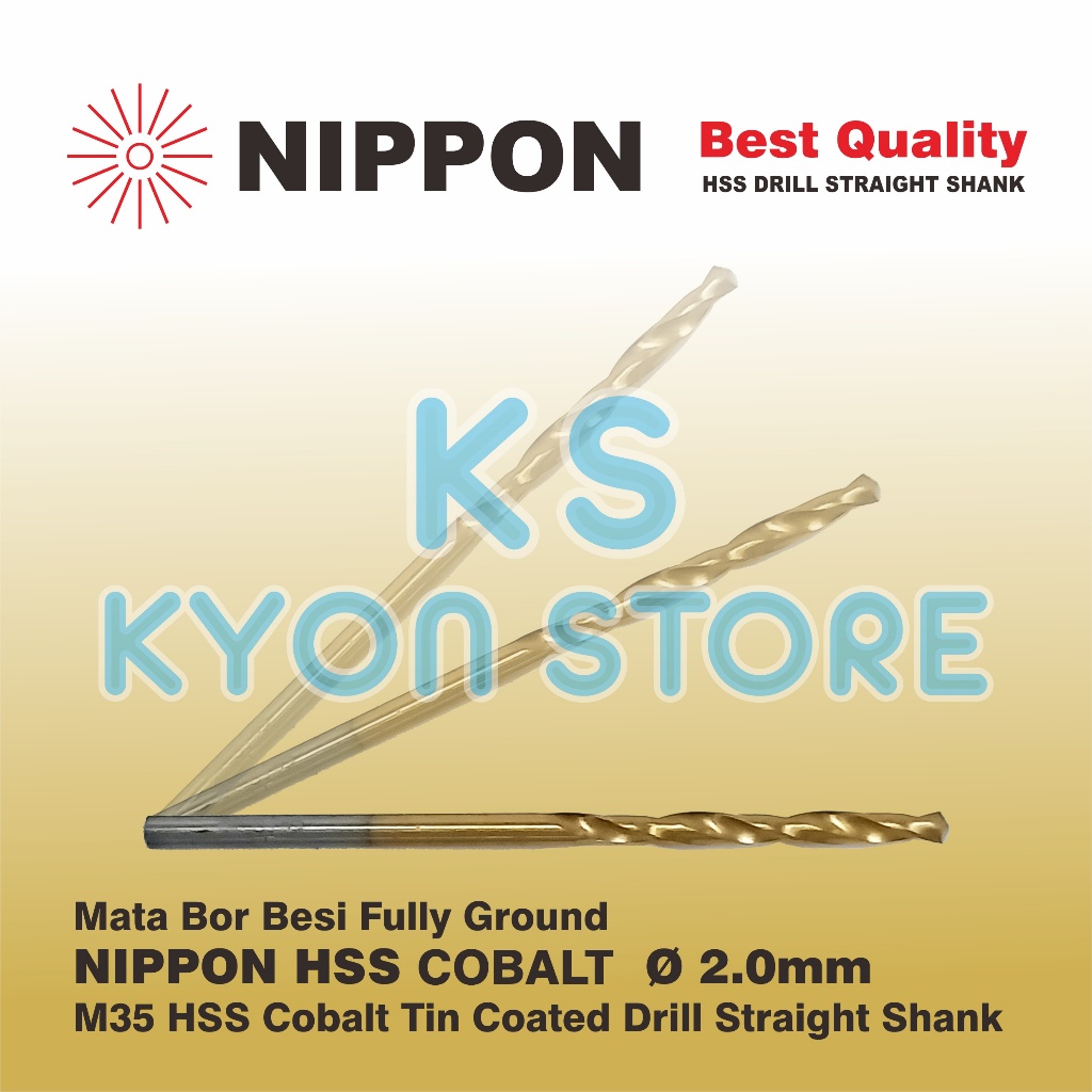 Mata Bor Besi 2mm HSS Cobalt M35 NIPPON UNTUK STAINLESS STEEL
