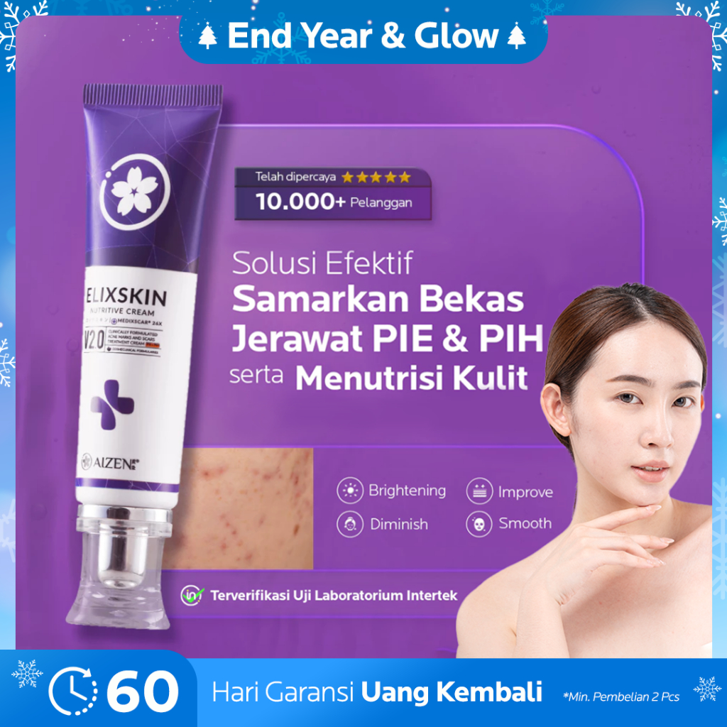 AIZEN - Elixskin Nutritive Cream V2.0 - Cream Penghilang Bekas Jerawat Kemerahan (PIE) & Kehitaman (