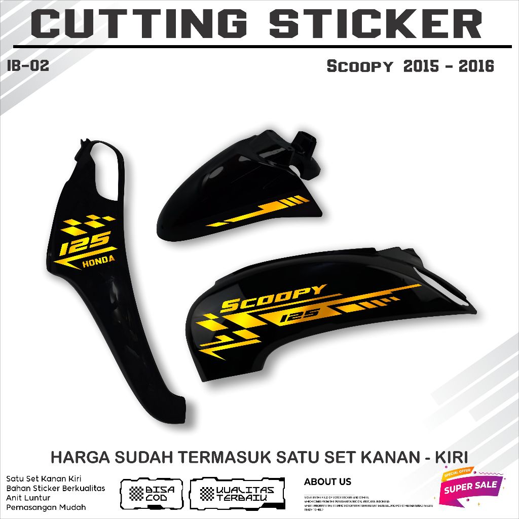 CUTTING STICKER HONDA SCOOPY 2015 - 2016 MOTIF SIMPLE KEREN MANTAP