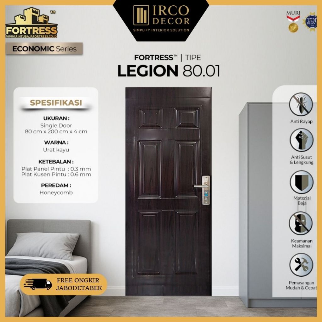 Pintu Baja FORTRESS Type Legion 80x200 | Pintu Baja Ekonomis
