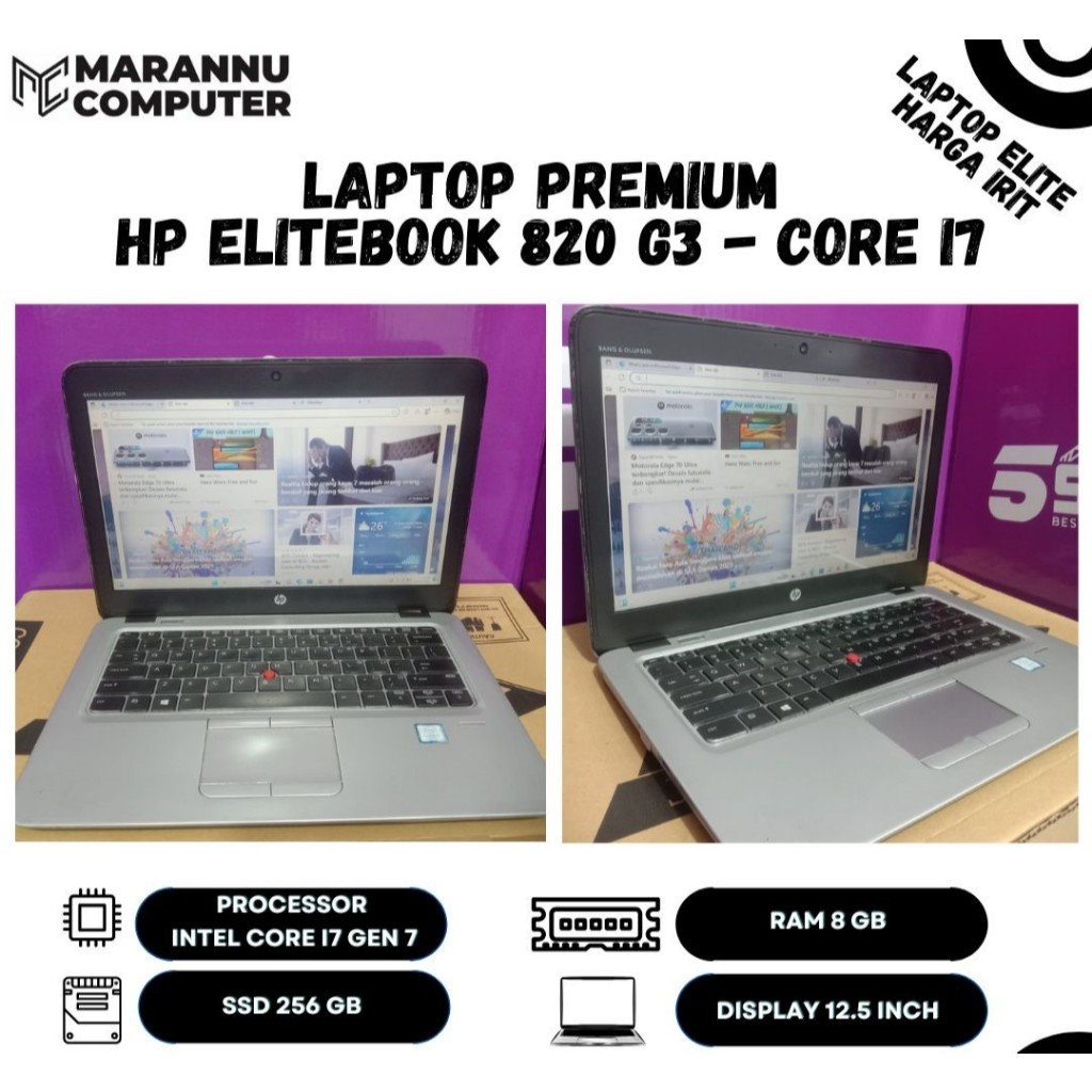 LAPTOP HP ELITEBOOK 820 G3, CORE I7 GEN-7, RAM 8 GB, SSD 256 GB, 12.5" SECOND