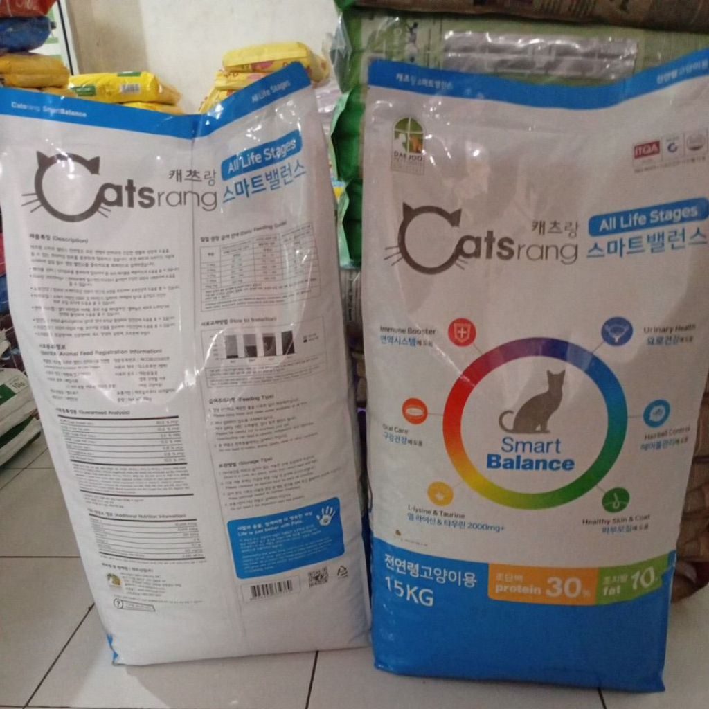 Catsrang Smart Balance 15kg Makanan Kucing Protein 30% Taurine 2000mg Yucca Extract Propolis Hairbal