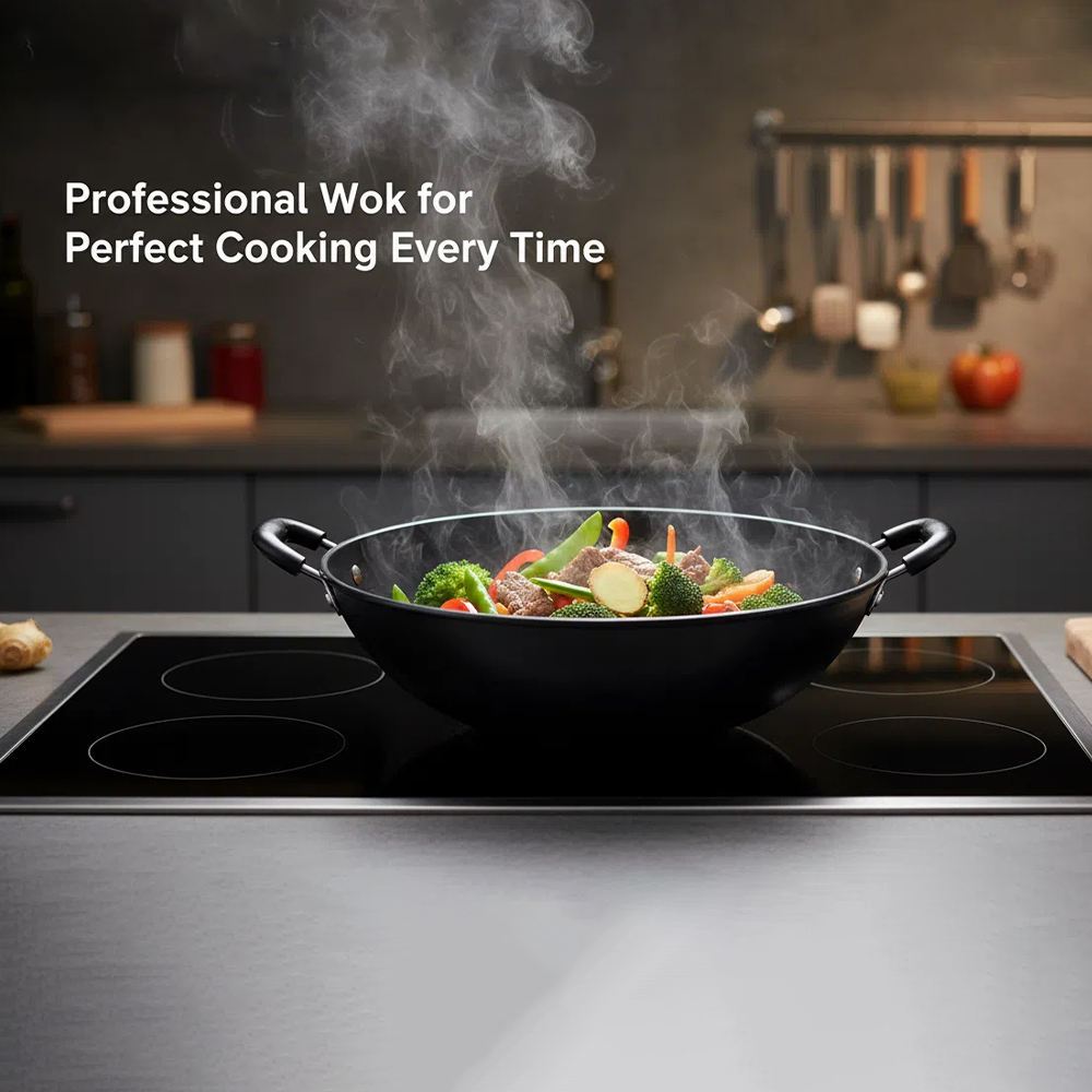 GNTMART - Wajan Penggorengan Anti Lengket Besi Hitam Serbaguna Wajan Besi Anti Lengket Multifungsi 2