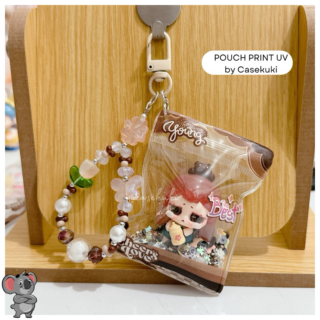 Pouch PVC print uv custom pouch serbaguna gantungan tas