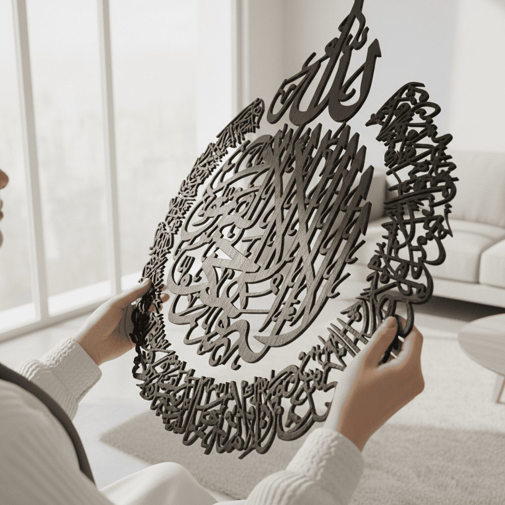 PROMO AMBYAR Kaligrafi Ayat Kursi Kayu Plywood 6mm Jumbo | Hiasan Dinding Islami Minimalis | Tersedi