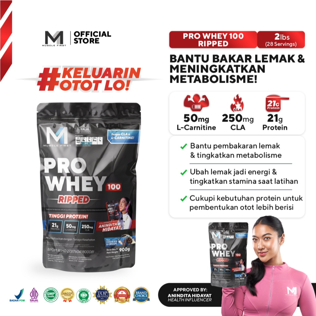 [Anindita Hidayat Collaboration] MUSCLE FIRST Pro Whey 100 Ripped 2lbs/900gr - Fat Burner Whey Prote
