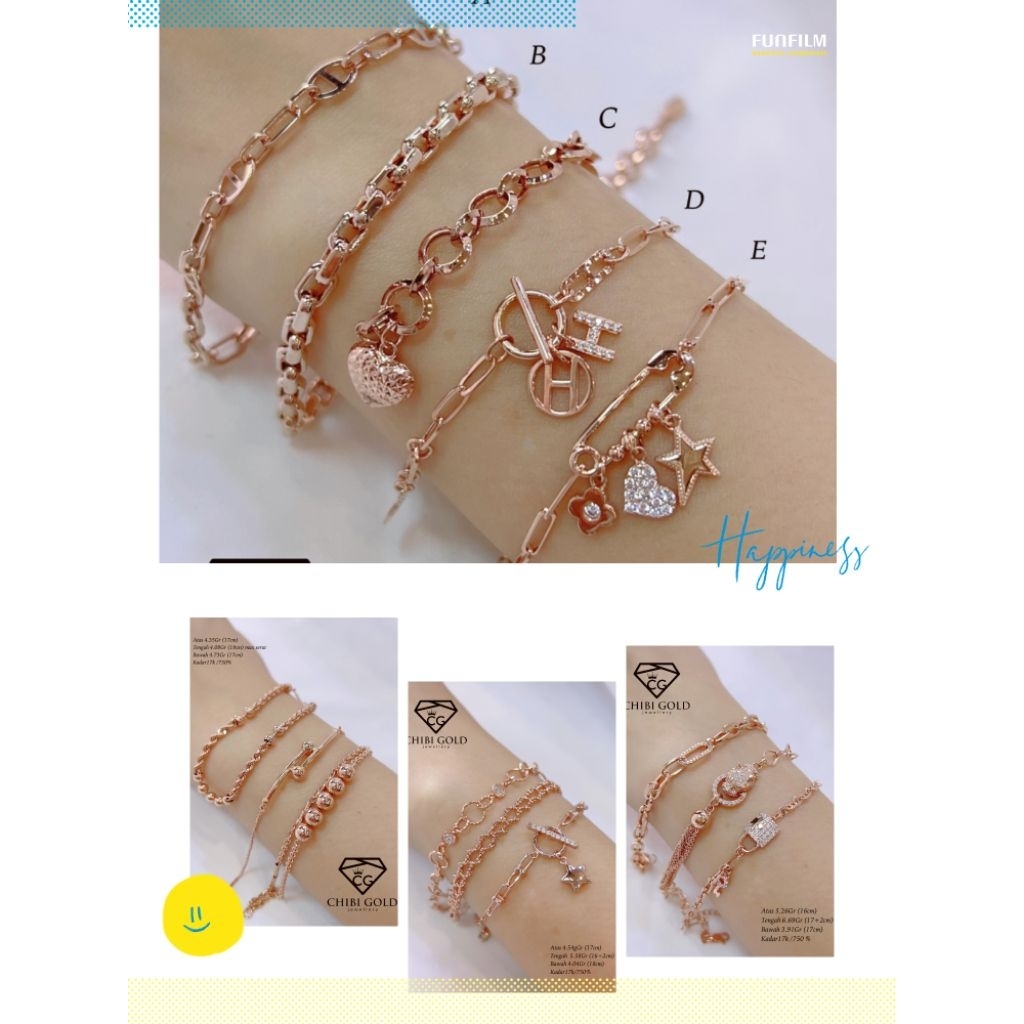 PROMO GELANG TANGAN BEST SELLER 1 - 3 GRAM EMAS 750 KADAR 17K