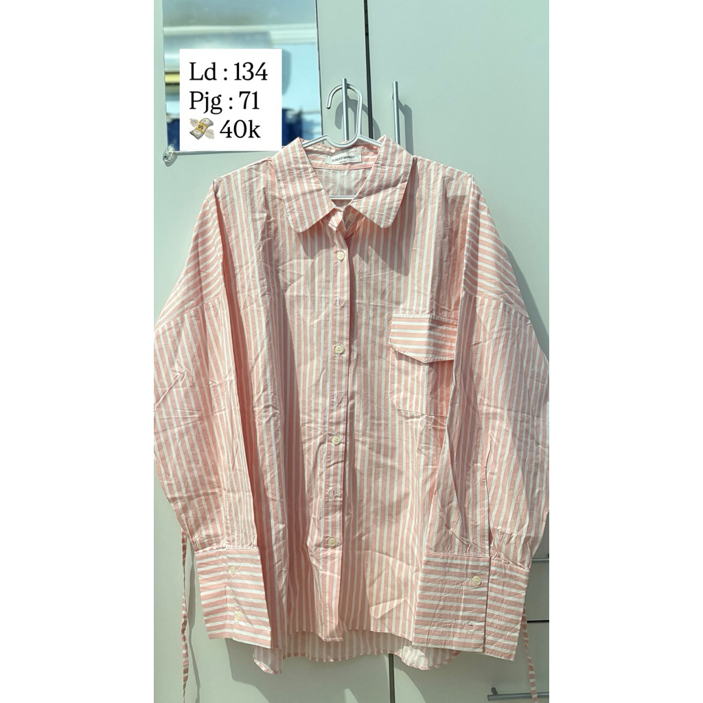 Preloved Kemeja Oversize Salur Pink