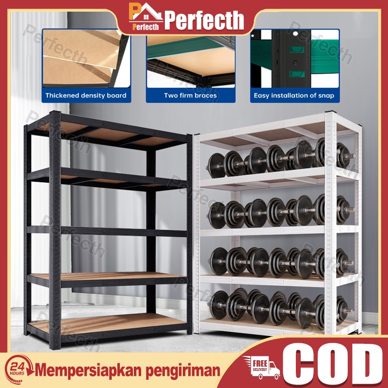 Serbaguna Rak Rak Besi Siku/Rak Besi Siku 5 Susun/Rak Penyimpanan Besar 120x40x200cm/Adjustable 3/4/