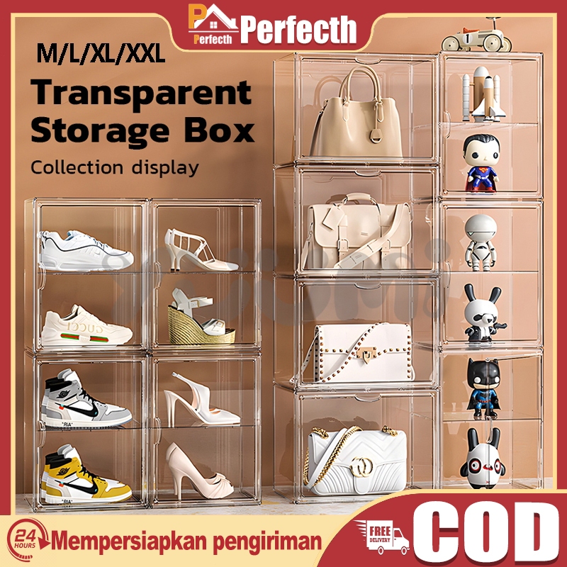 Akrilik box/ Akrilik Storage / kotak sepatu akrilik/ Kotak sepatu transparan /susun kotak sepatu / A