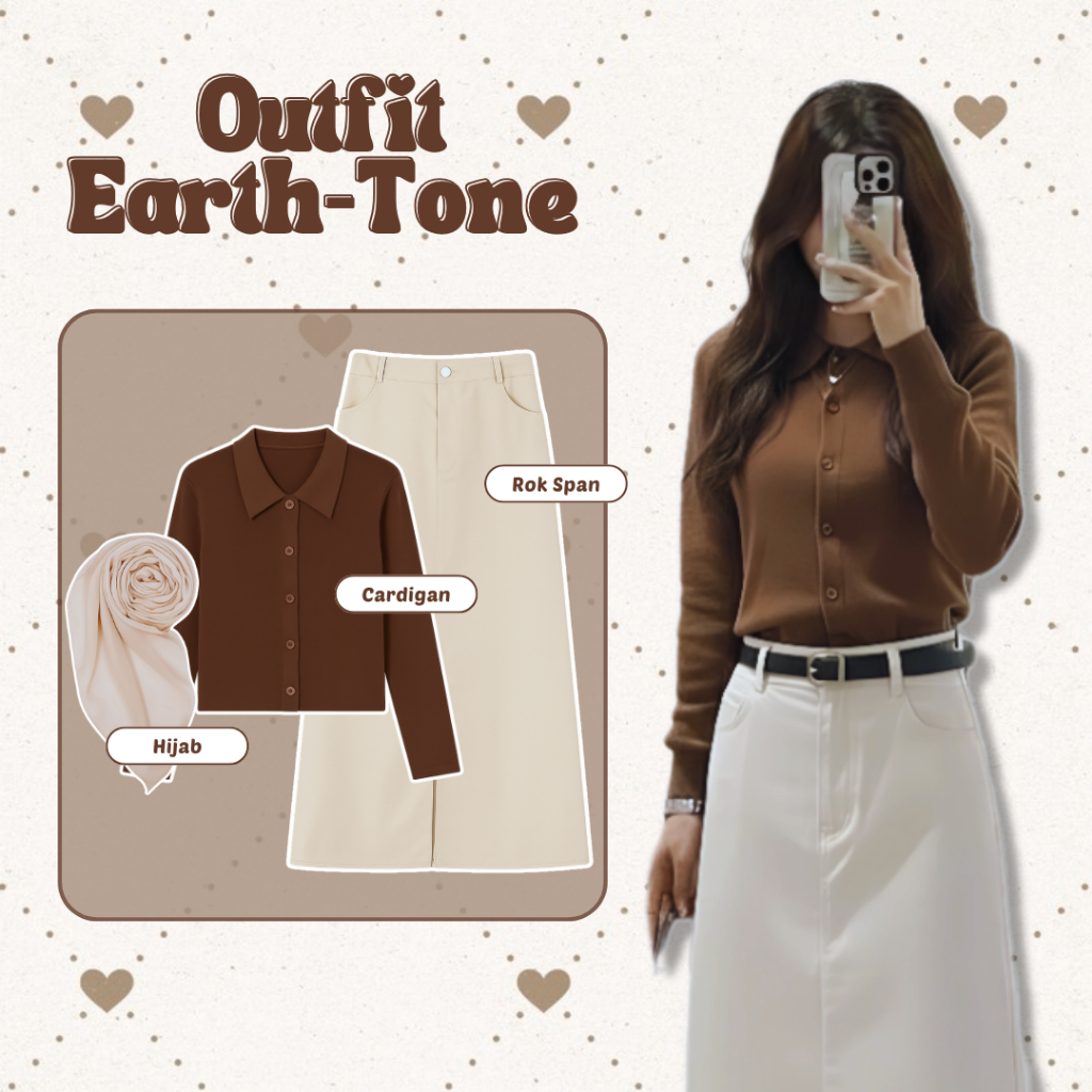 One Set 3in1 - Cardigan Knit + Rok Span + Jilbab Bella Square - Baju Setelan Remaja Korea