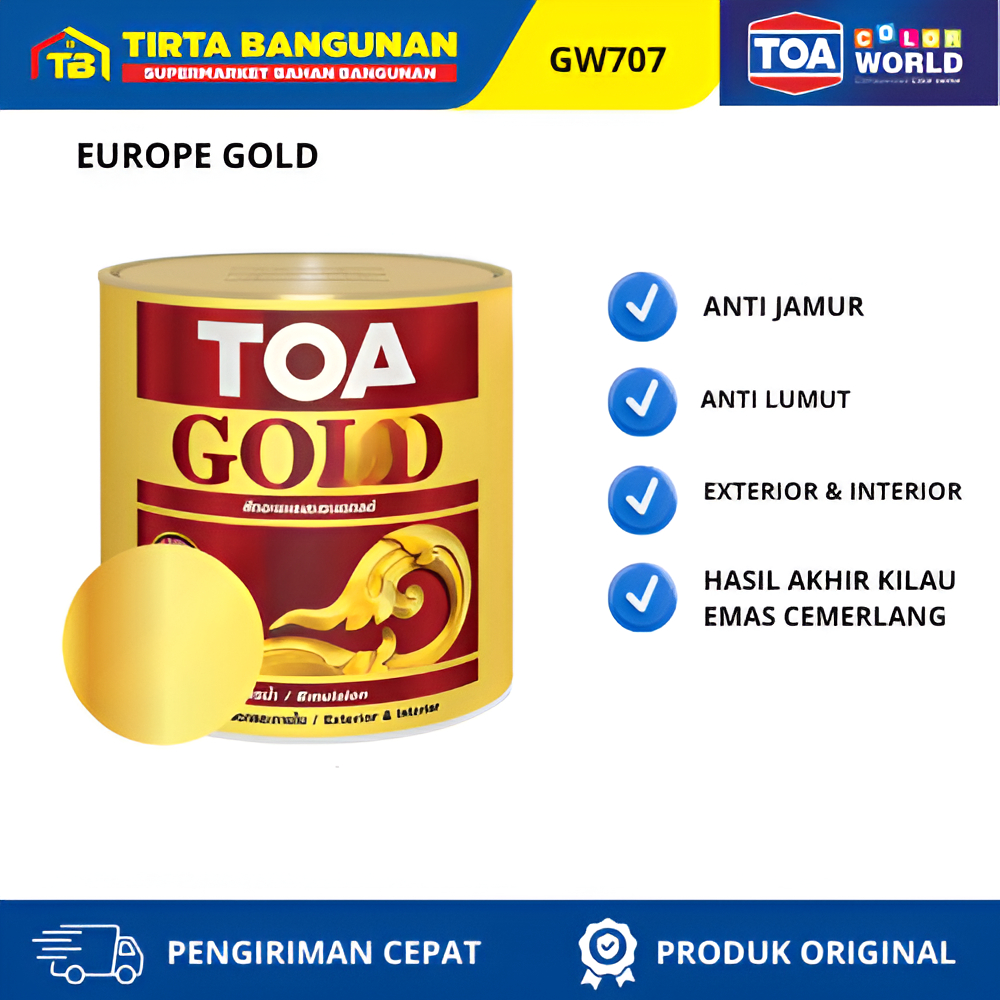 TOA GOLD GW707 EUROPE GOLD 0.946 LITER CAT WARNA EMAS