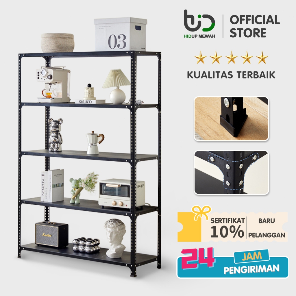 Hidup Mewah 100% Besi Susun Serbaguna Rak/Rak Besi Siku 3/4/5 Susun/Serbaguna Rak Besi/Rak Gudang/Ra