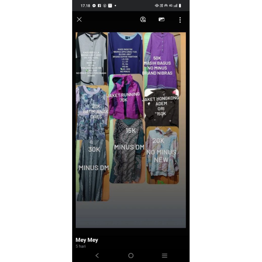 priloved baju daster, kaos dll