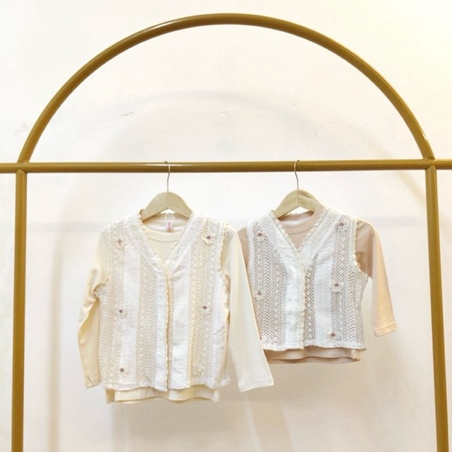 [baca deskripsi] atasan kids set vest rajut | baju anak