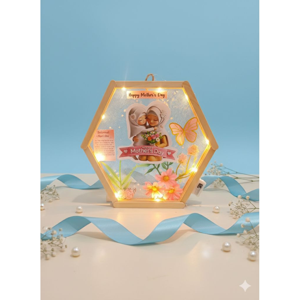 Luxiastore_ Hadiah Hari Ibu / Kado Happy Mother'S Day/ Gift Box Frame Stick Hexagon / Hampers Frame