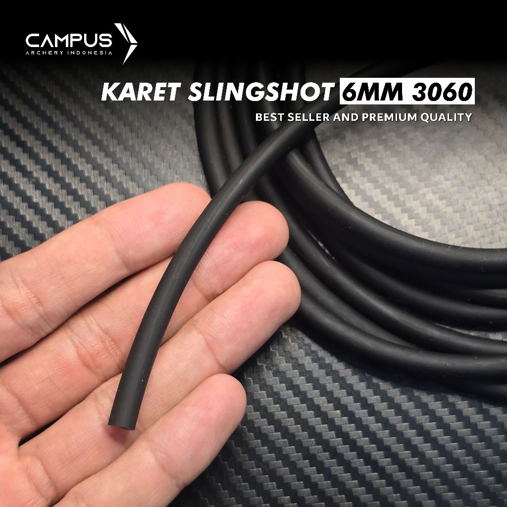 Karet Ketapel Ikan 6MM 3060 Hitam Slingshot Rubber Premium