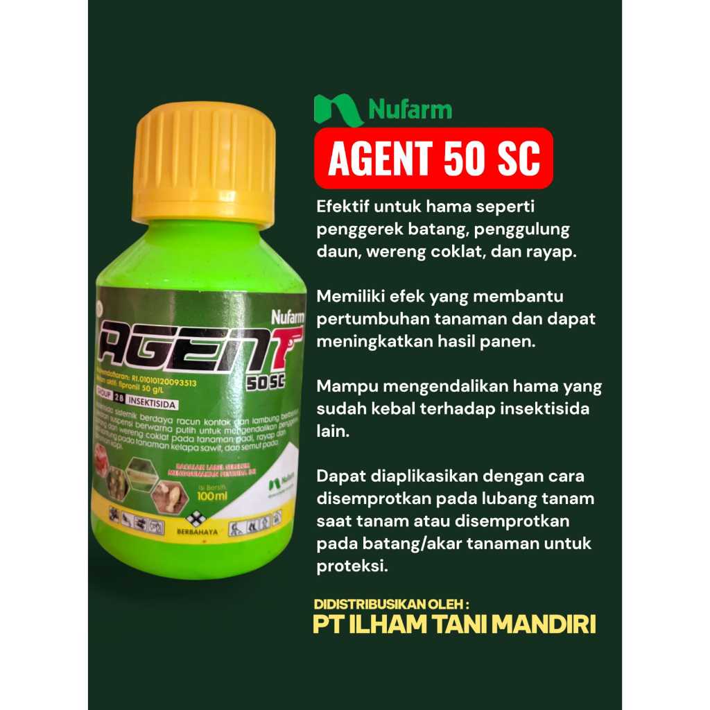 AGENT 50 SC 100ml Fipronil Insektisida Penggerek Batang Wereng Rayap Kebal (Grosir)