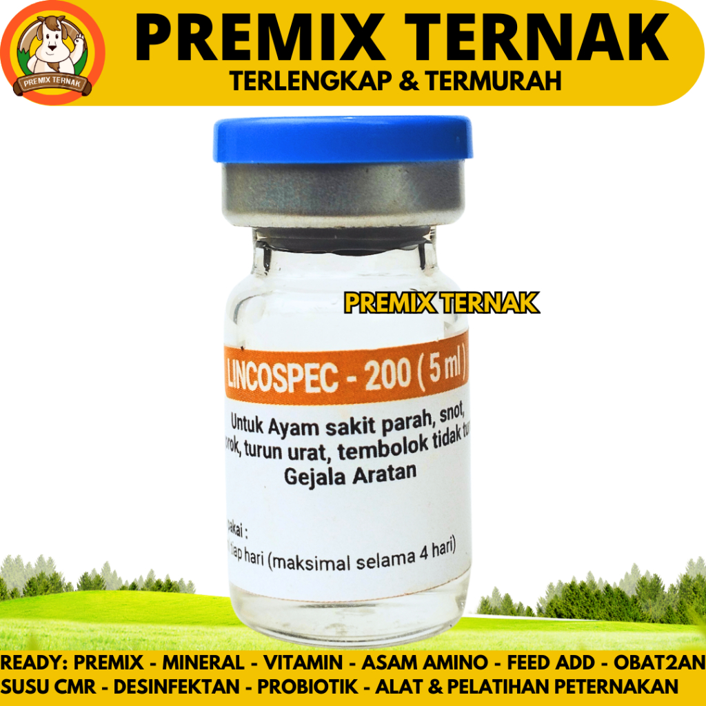 LINCOSPEC 5ML - Obat Ayam Infeksi CRD Snot Ngorok Korisa Berak Hijau Berak Putih