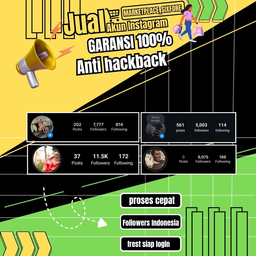 Jual akun Instagram 5k-11k followers, followers Instagram Indonesia real followers insta permanen be