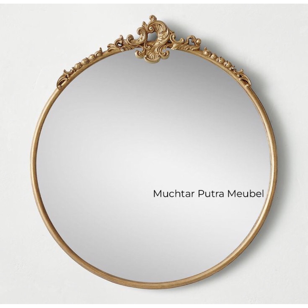Cermin dinding / cermin dinding vintage / cermin bulat / mirror wall / cermin kayu