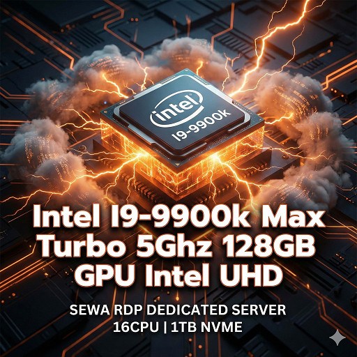 RDP INTEL DEDICATED BARAMETAL I9-9-9900k 128GBRAM GPU INTEL HD