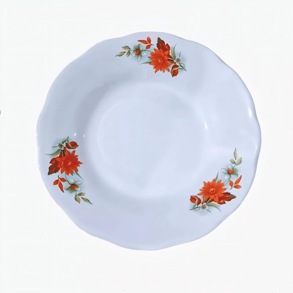 piring makan keramik jadul motif bunga bunga mawar dam bermacam lainnya