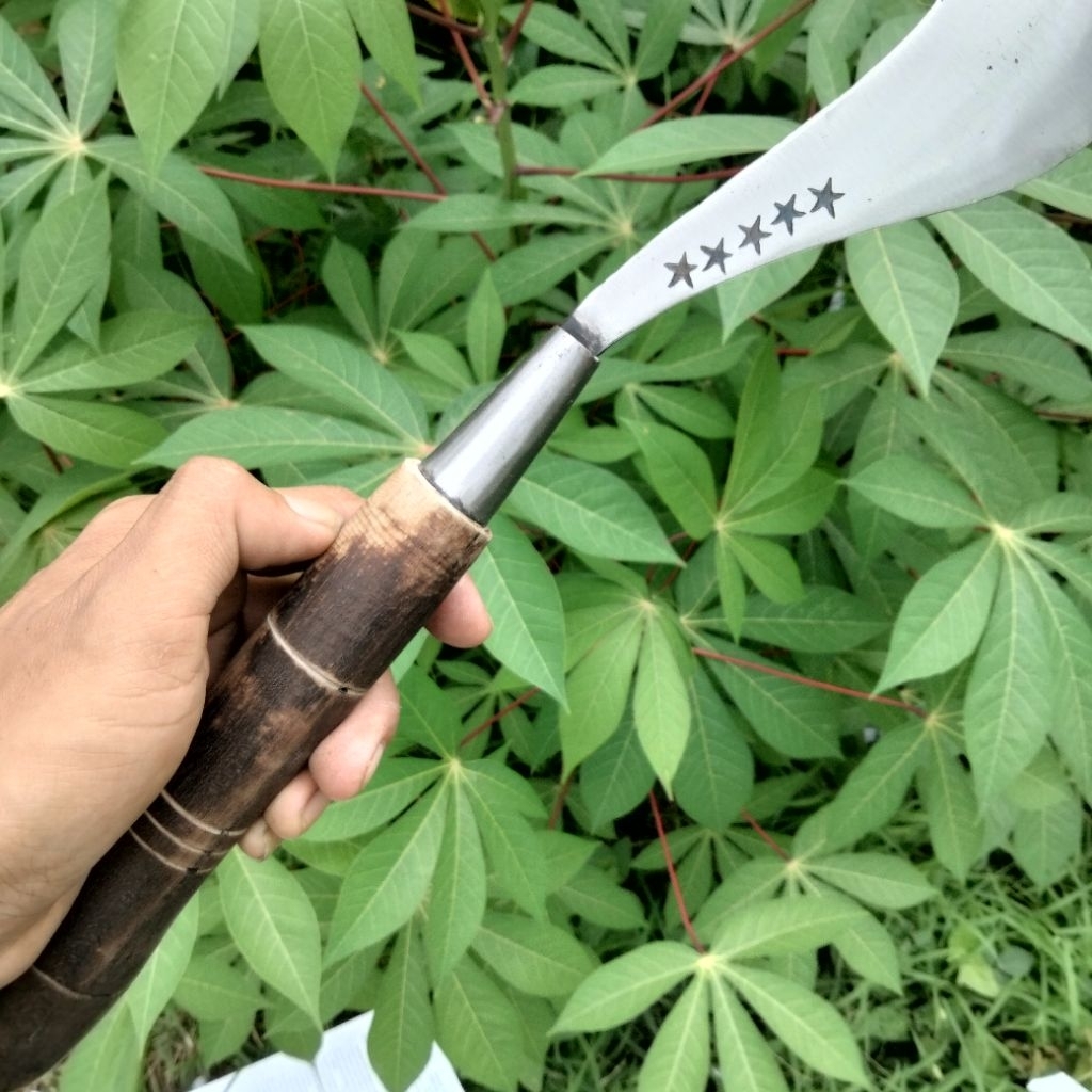 alat berkebun arit bintang 5 sabit rumput asli bahan baja per sepuh tua kuat untuk motong rumput ran
