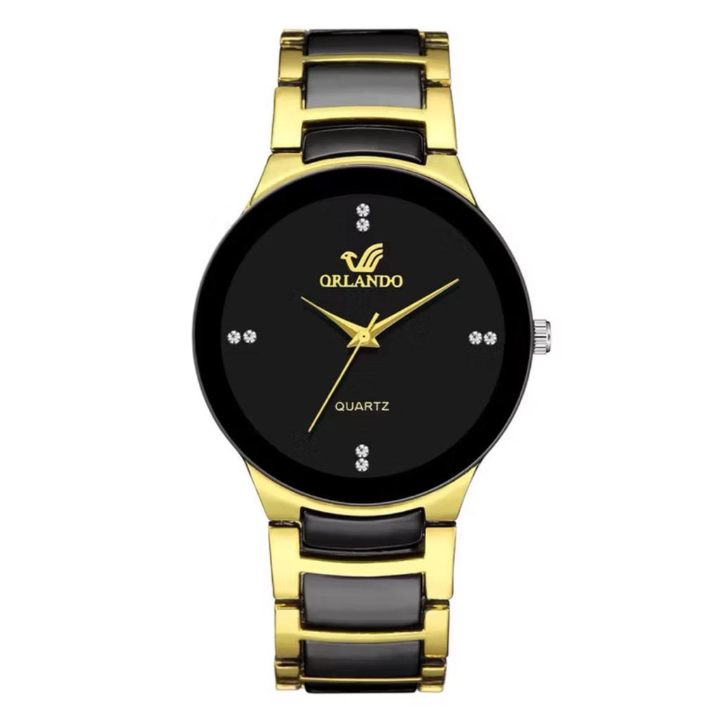 JAM TANGAN PRIA ORLANDO ORIGINAL RANTAI STAINLESS GOLD HITAM EMAS BESI COWOK KEREN BRANDED PREMIUM M