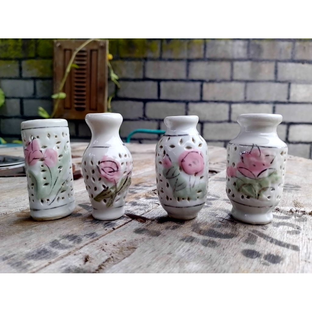 hiasan guci keramik mini 4pcs jadul vintage