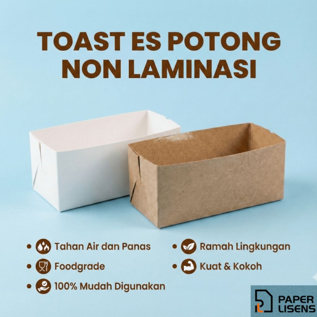 (100 pcs) Kotak Es Potong Roti (BESAR) POLOS NON LAMINASI / Paper Tray / Toast Box / Wadah Es Potong