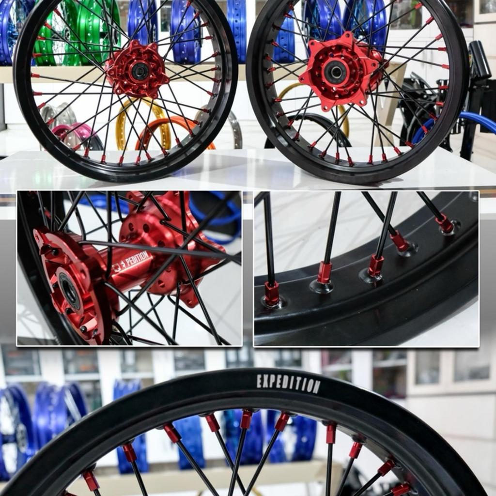 Wheel Set Supermoto CRF Velg Expedition Nipple KTM + Ban Dunlop Ori