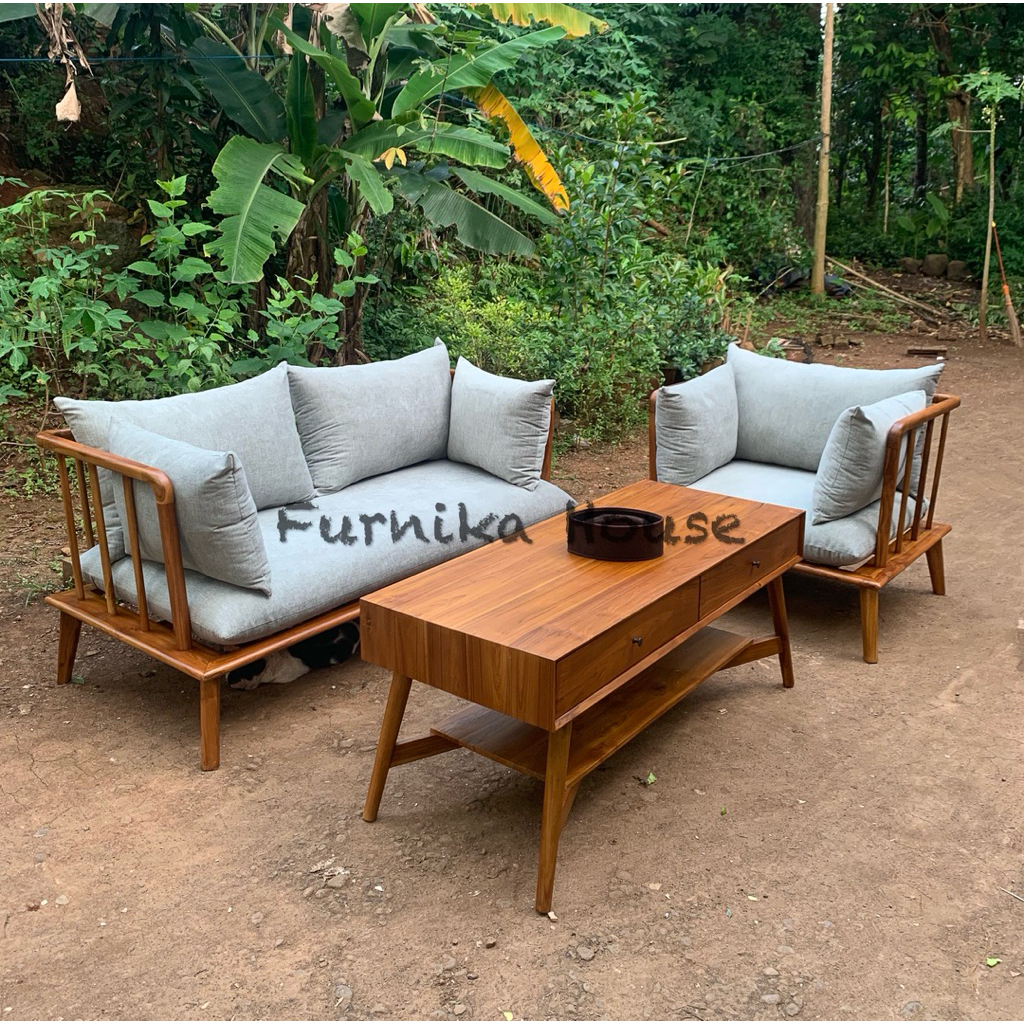KURSI TAMU MINIMALIS KAYU JATI BUSA